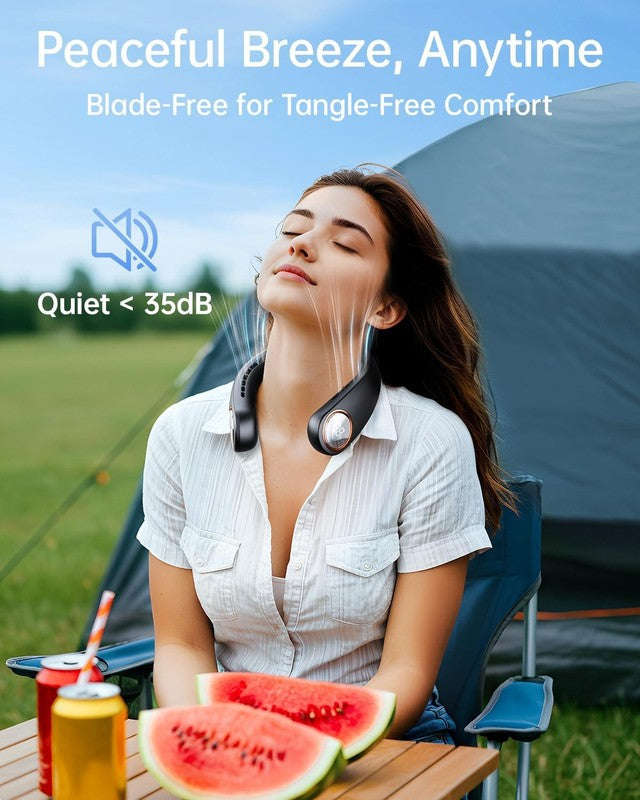Bladeless Neck Fan with LED Display   Portable, USB Rechargeable, 4 Speeds5