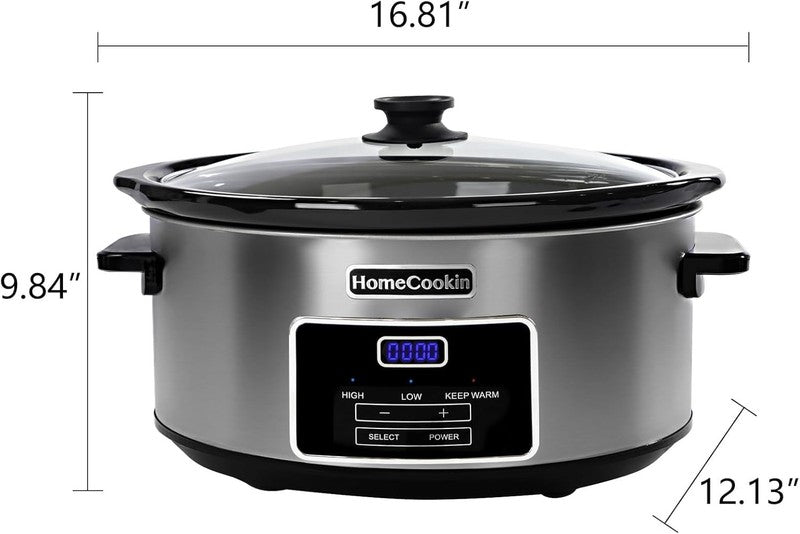 8Qt Digital Programmable Slow Cooker Timer 10+ Servings Keep Warm Low High3