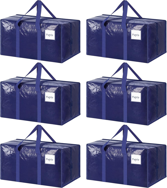 6 Pack Heavy Duty Moving Bags Large Storage Zipper Handles Dark Blue9