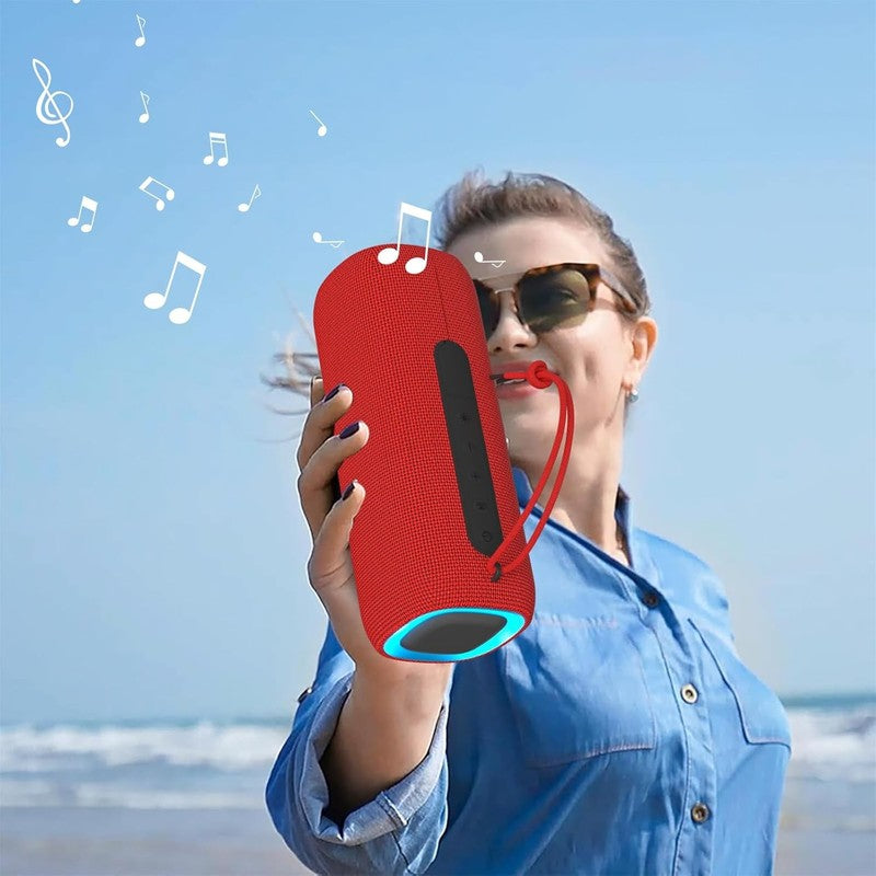 Bluetooth Speaker, IPX5 Waterproof, RGB Lights, BT5.3, TWS, Long Playtime, Red1