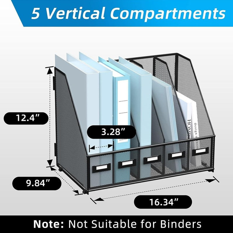 Desk Organizers Metal Desk Magazine File Holder with 5 Vertical Compartments Rac2