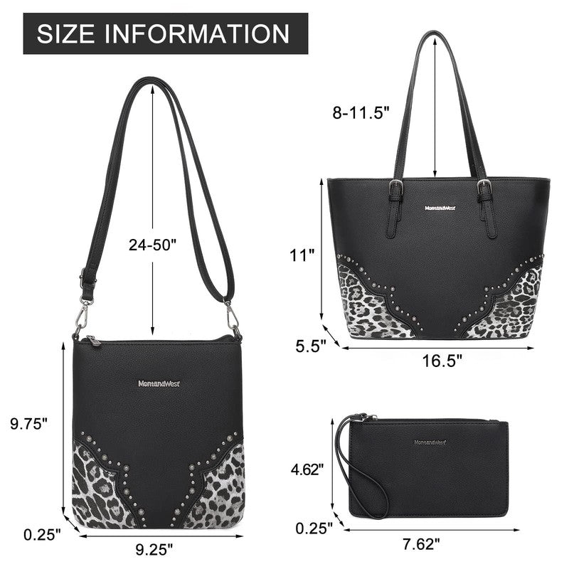 Purses for Women Tote Bag 3Pcs Set Leopard Print Satchel Handbags3