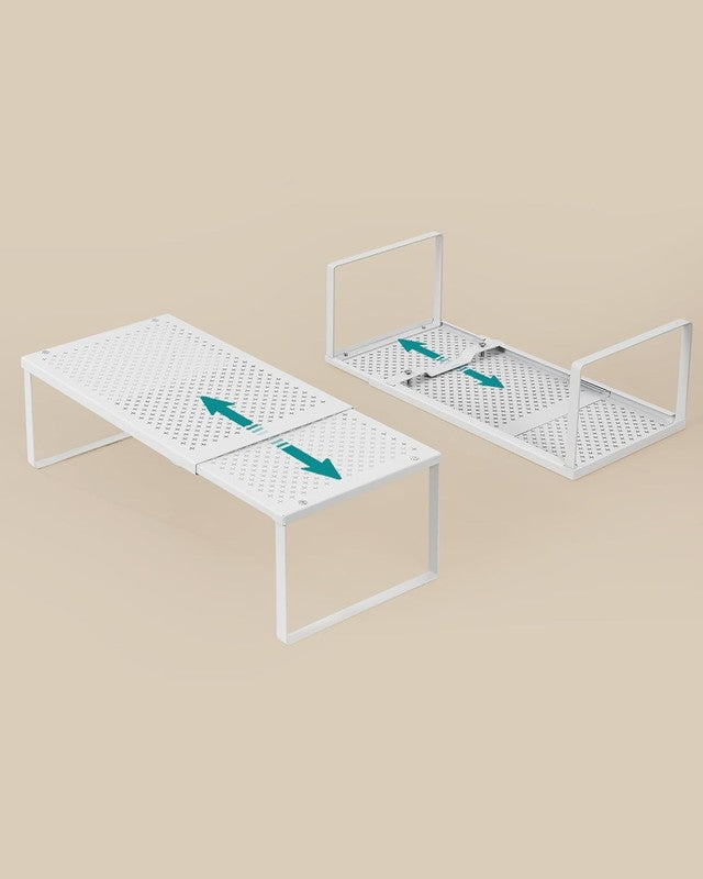 Spice Racks 2 Pack Expandable Kitchen Countertop Shelves Small Organizers White6