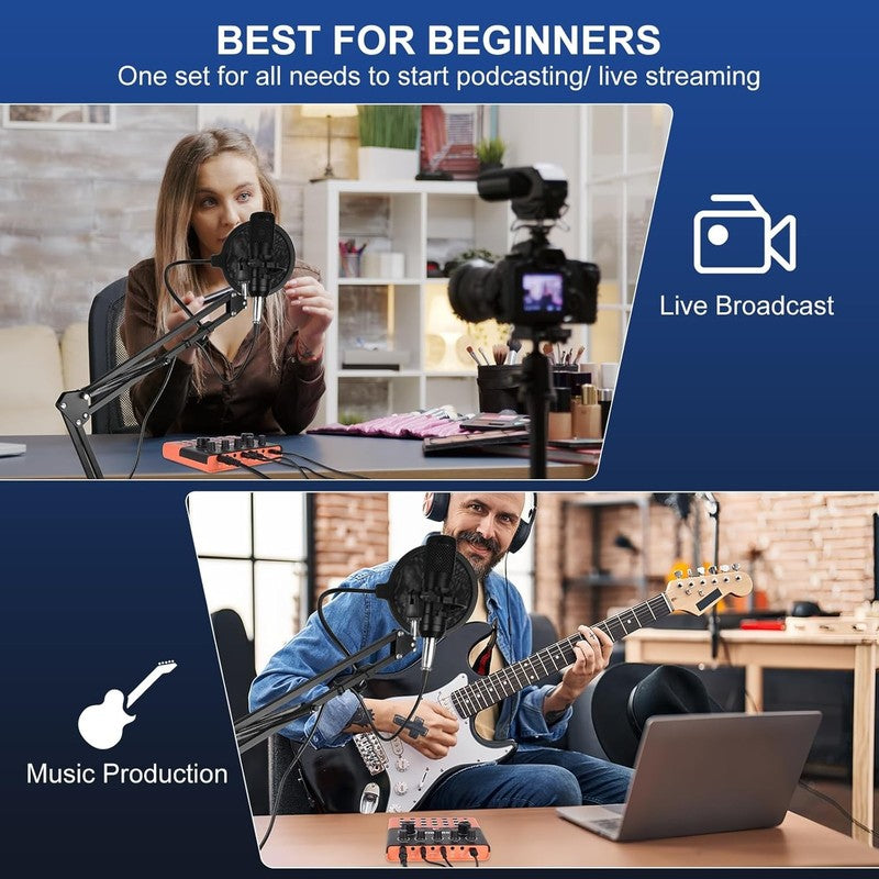 F993 Podcast Bundle BM 800 Mic Recording Studio Kit Voice Changer Orange5