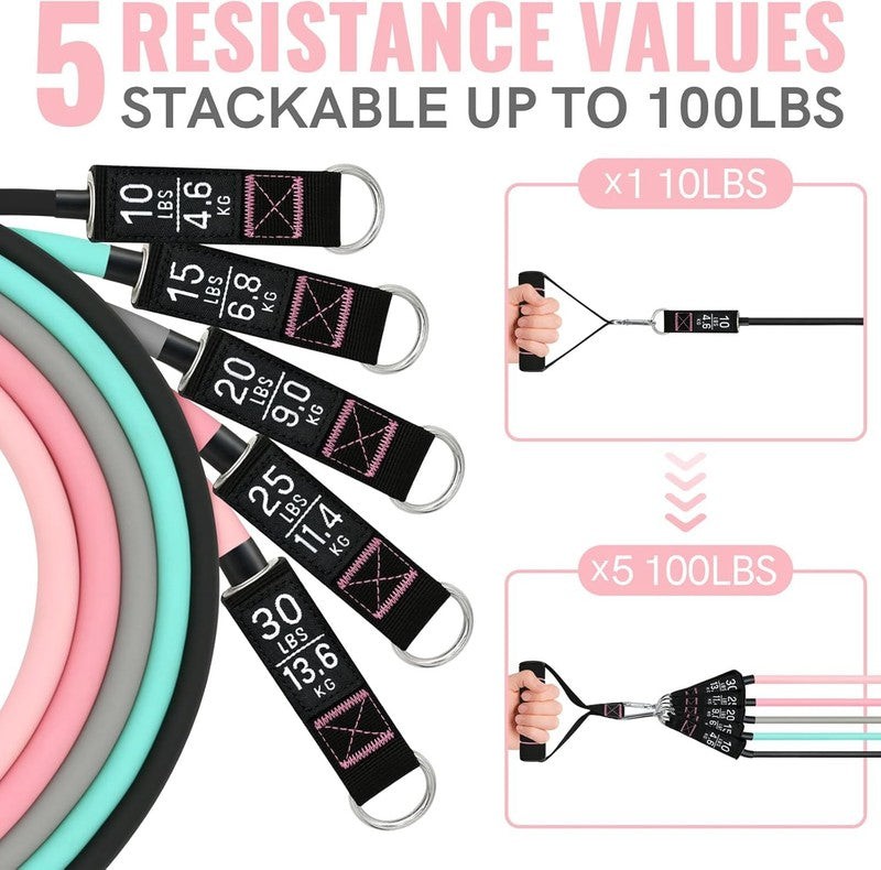 Resistance Bands w/ Handles Door Anchor Stretch Bands for Home Gym Workout1