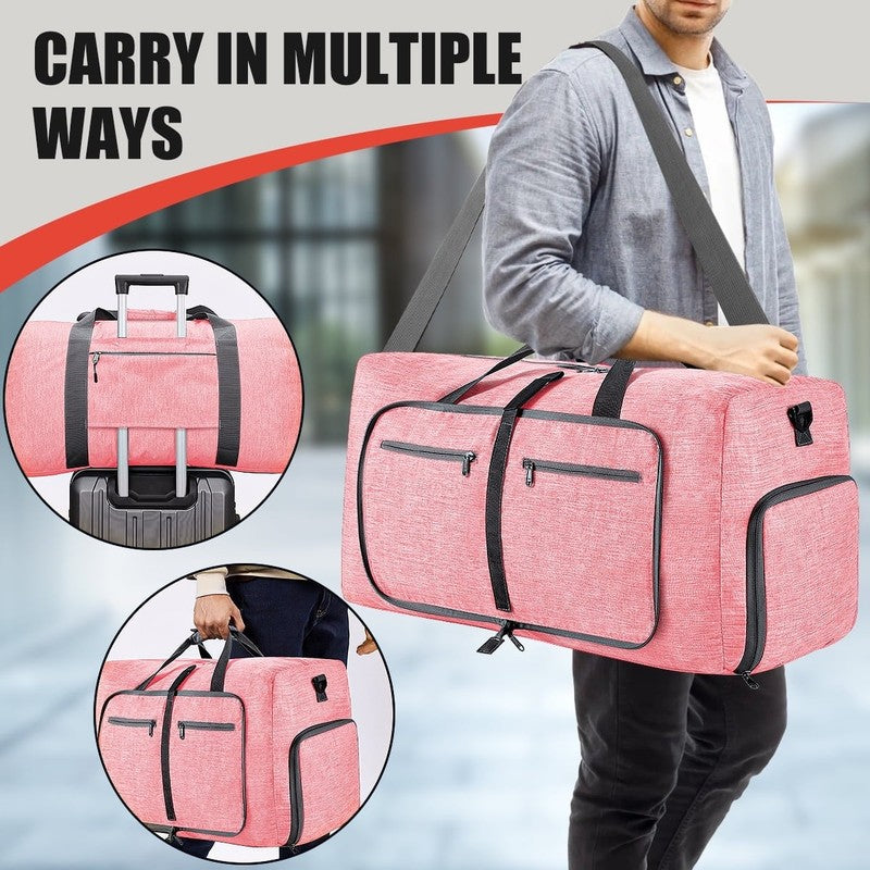 Travel Duffle Bag, 65L Foldable Weekender Bags for Women with Shoe Compartment,6