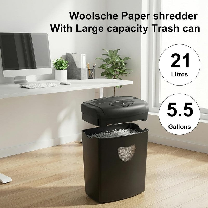 12 Sheet Cross Cut Paper Shredder P 4 5.55Gal Jam Proof Cards/CDs/Staples6