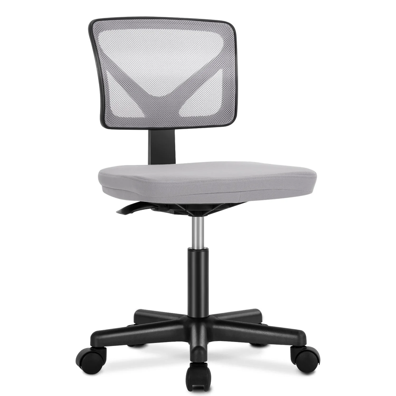 Home Office Desk Chair Armless Mesh Swivel Adjustable Low Back Grey9