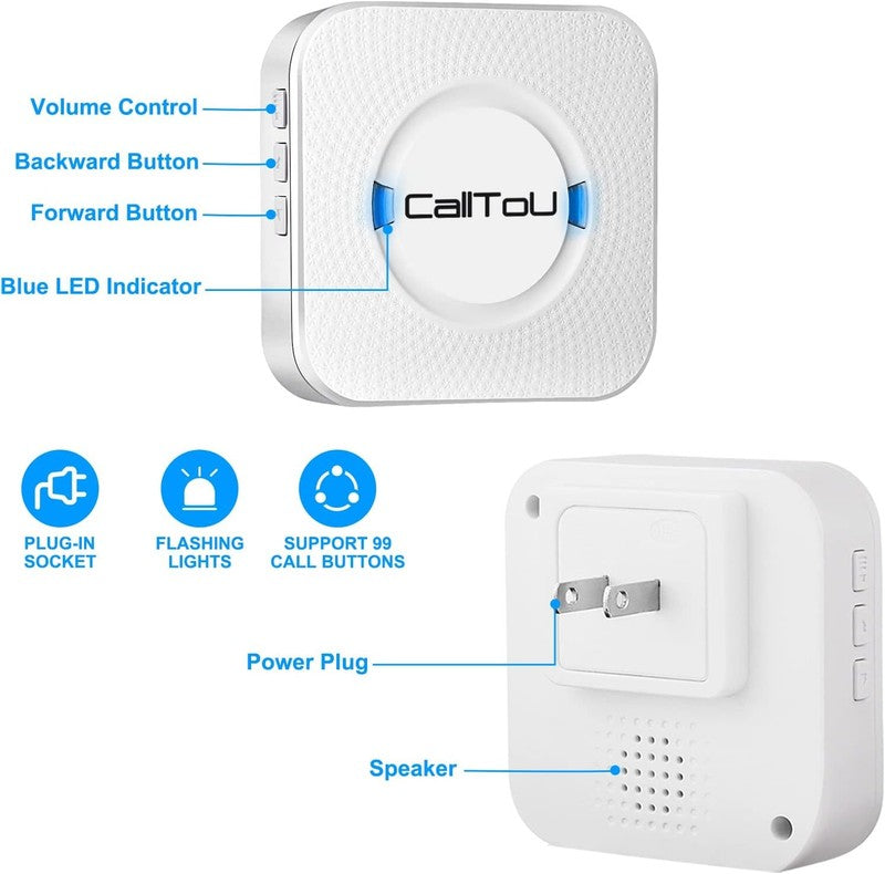 Wireless Caregiver Pager System with 2 SOS Buttons & 500ft Range Receivers4