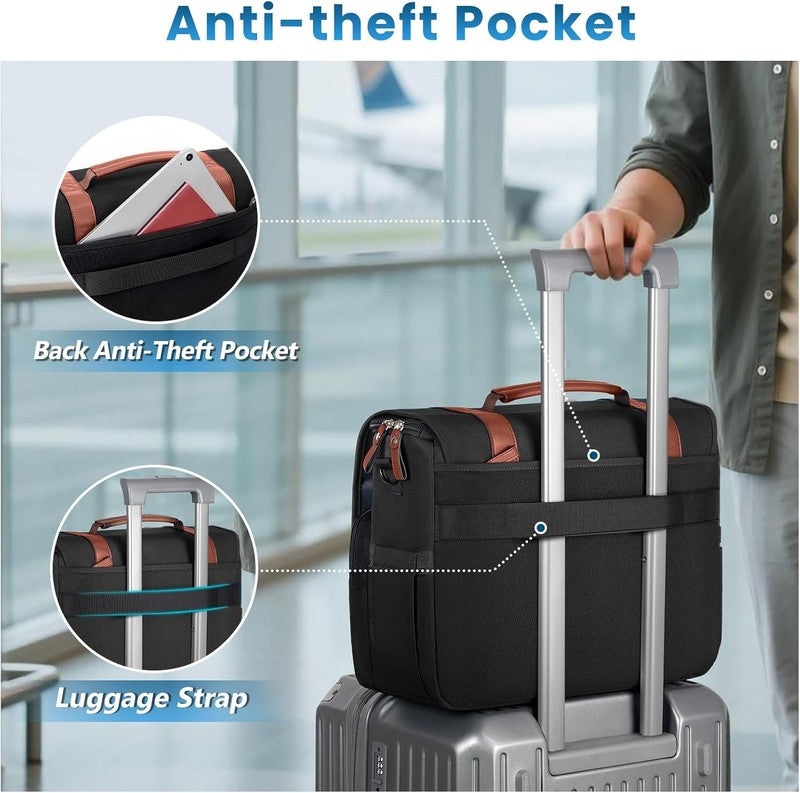Messenger Bag 15.6 Inch Laptop USB Charging Port Water Resistant Satchel Black5