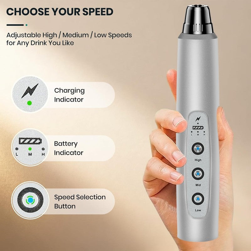 Milk Frother Handheld Rechargeable, Frother Wand Drink Mixer Electric Whisk for 4