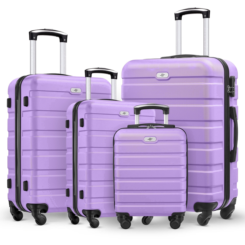 4 Piece Luggage Set Hardside Spinner Suitcase 16 20 24 28 Inch Purple0