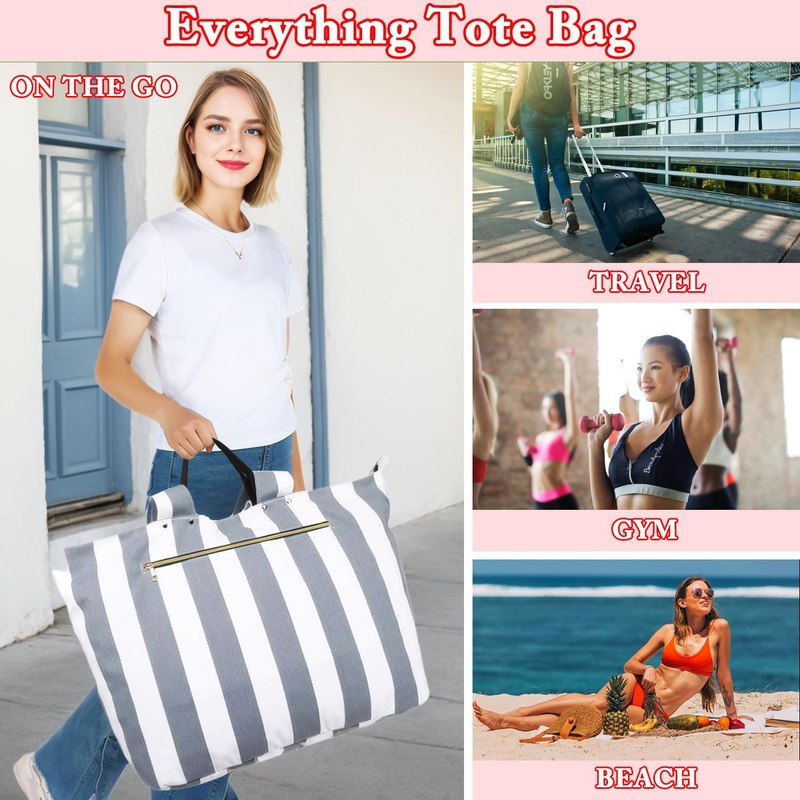 Beach Tote Bag Waterproof Large Canvas Wet Pocket Zipper Travel6