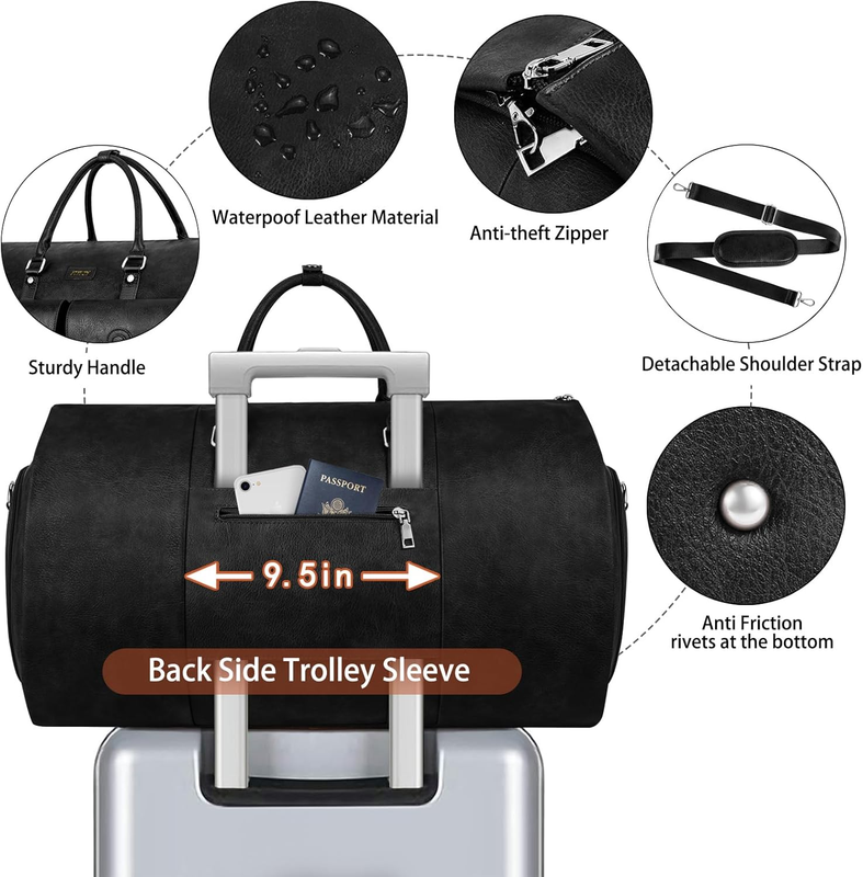 Garment Bag for Travel, Convertible Carry on Garment Duffel Bag for Men 3Pcs Wee3