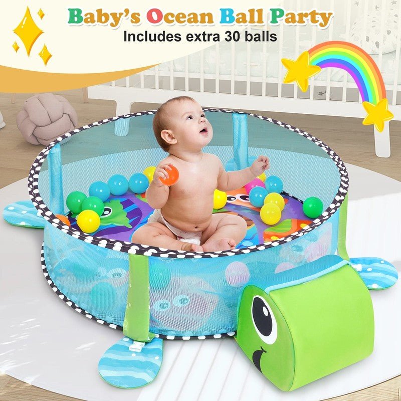 3-In-1 Baby Gym and Play Mat, Baby Activity with Ocean Ball Sensory Toys, 0-36 M2