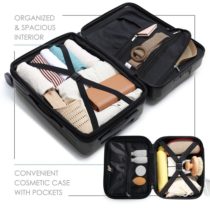 22" Hardside Carry on Luggage 22X14X9 Airline Approved and Expandable Luggage, F4