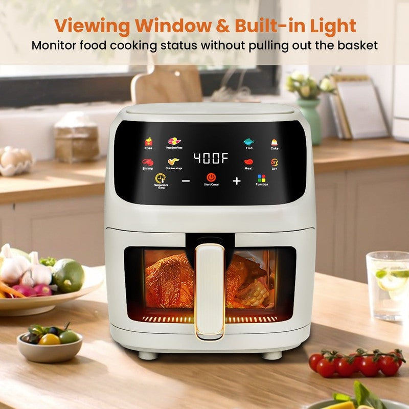 Large 7.5QT Air Fryer, 8 in 1 Touchscreen, 1700W, Cream White Design6