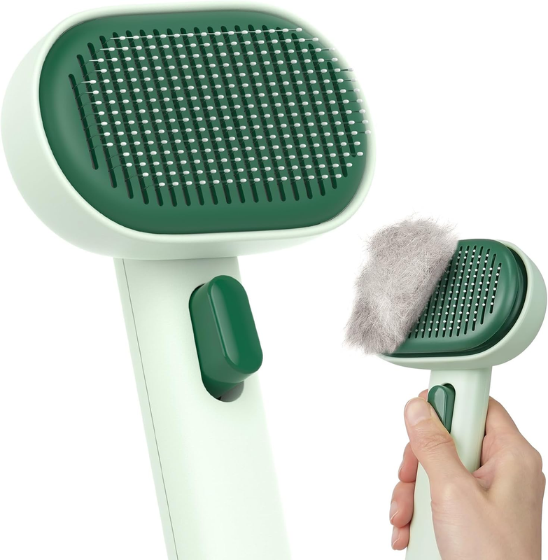 Cat Brush Shedding Cats Dogs Deshedding Removes Loose Fur Massage Forest Green9