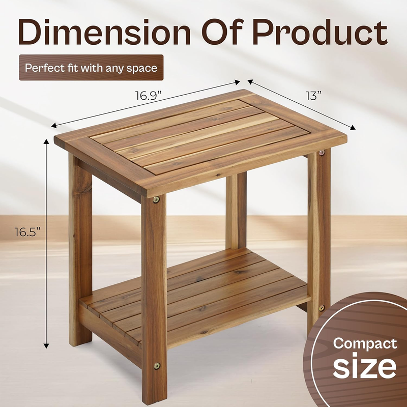 2-Tier Adirondack Side Table – Weather Resistant Wooden End Table, Rectangular R1