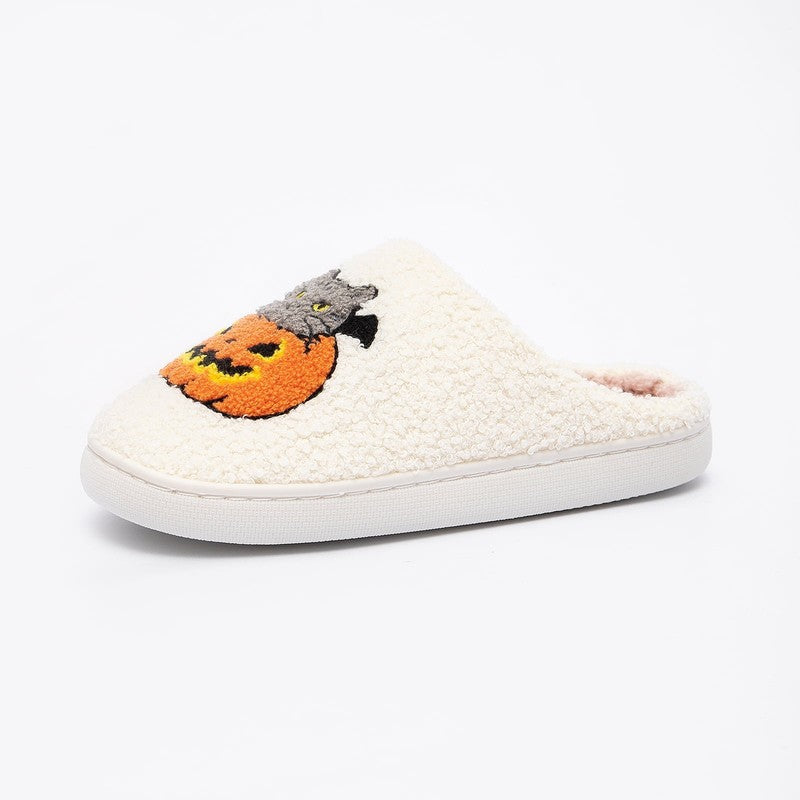 Ghost Print House Slippers Plush Warm Comfy for Women & Men Halloween4