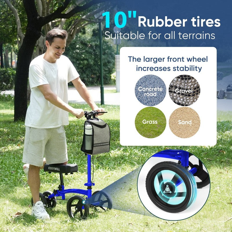 Steerable Knee Scooter All Terrain Foldable Walker Crutch Alternative Blue5