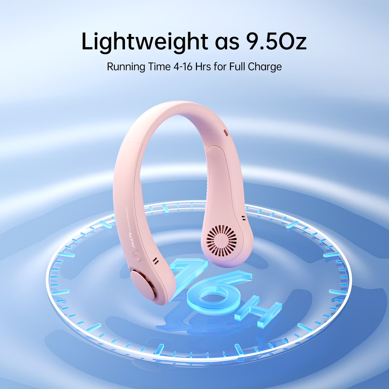 Portable Neck Fan Bladeless Wearable Hands Free 5 Speed 16H Pink3