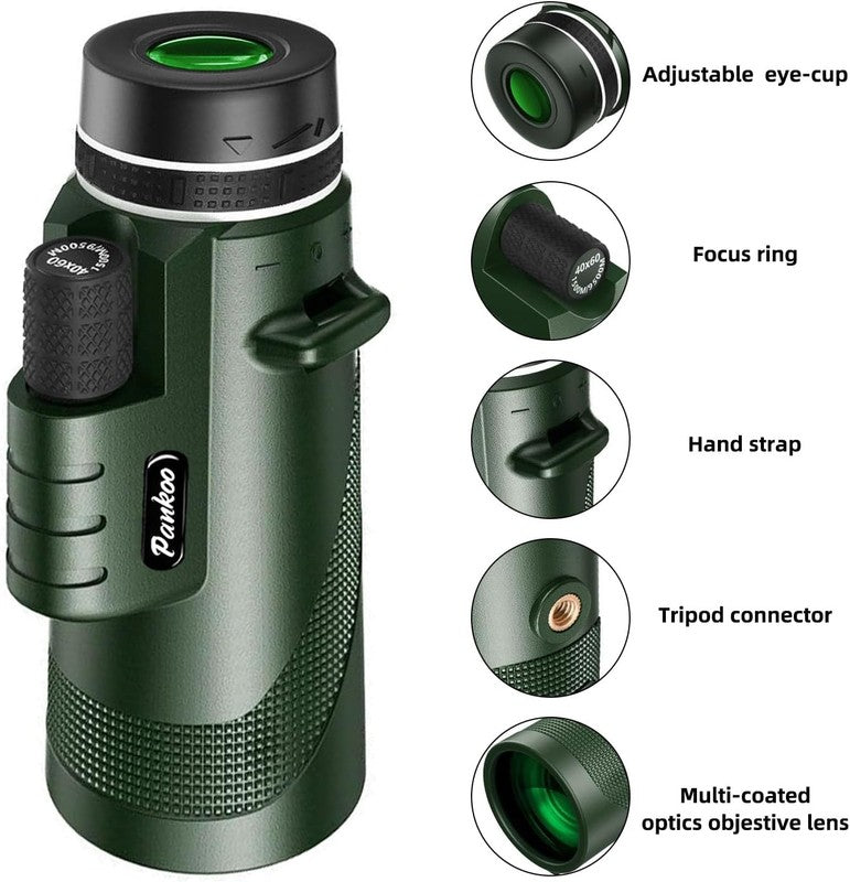 40x60 Monocular Telescope BAK4 Prism Phone Adapter Tripod Low Night Vision6