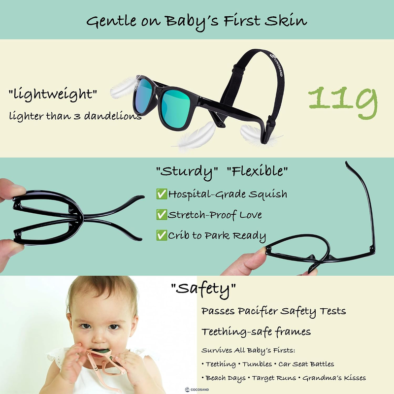 Polarized Baby Sunglasses UV400 Flexible Strap Infant Toddler 0 24 Months3