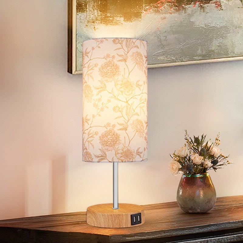 15" Touch Control Table Lamp w/ Dual USB Floral Print 3 Way Dimmable Bedside1