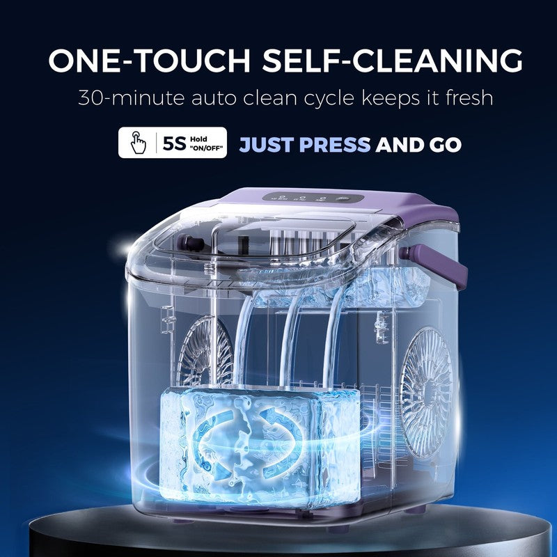 Countertop Ice Maker One Button 9 Bullet Ice in 6Min Auto Cleaning 26Lbs/24H6