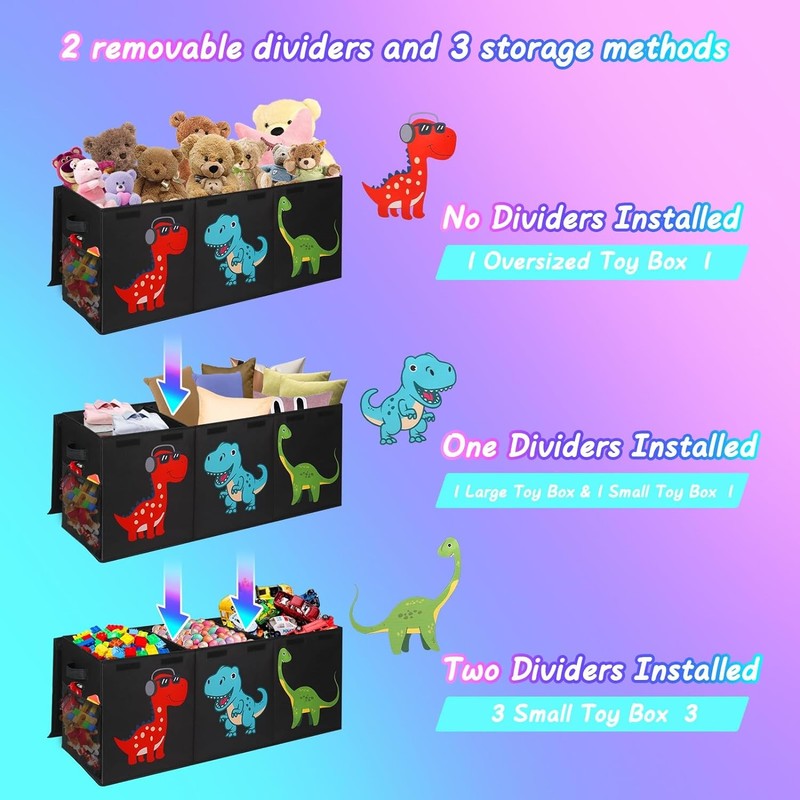 Extra Large Toy Box Chest Collapsible Dinosaur Storage Bin Kids Organizer5