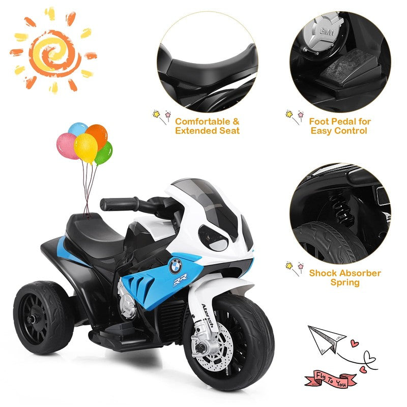 6V Licensed Kids Electric 3-Wheel Motorcycle Ride-On Blue with Music & Light4