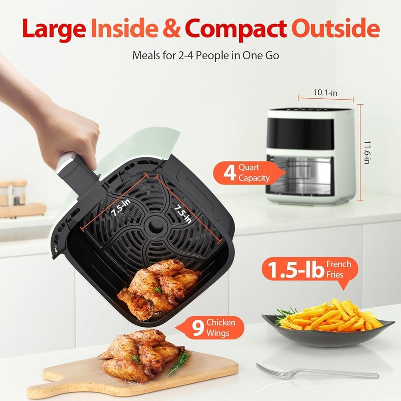 Beelicious 8-in-1 4QT Air Fryer, Digital, Viewing Window, Shake Reminder3
