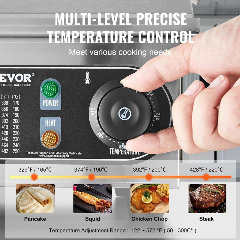 Commercial Electric Griddle 22 Inch 1600W Countertop Grill Adjustable Restaurant3