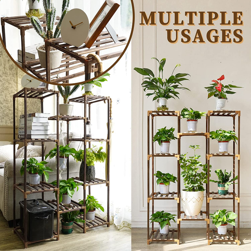 Plant Stand Indoor Outdoor,  Tall Plant Shelf for Multiple Plants, 10 Tiers 11 P3