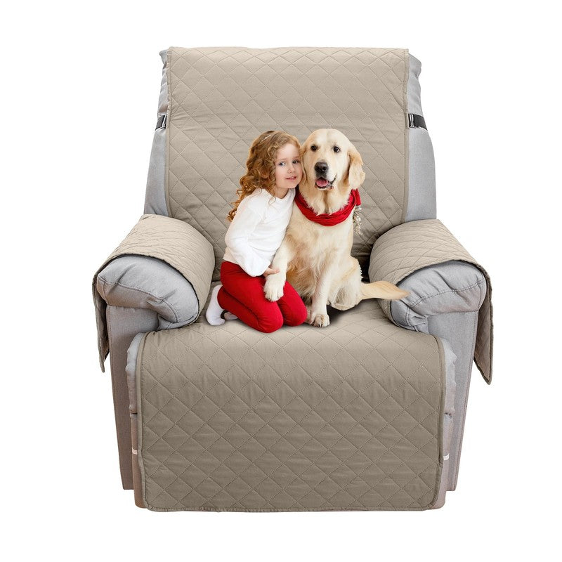 Non-Slip Recliner Chair Cover 25" Khaki with Pocket for Dogs & Pets5