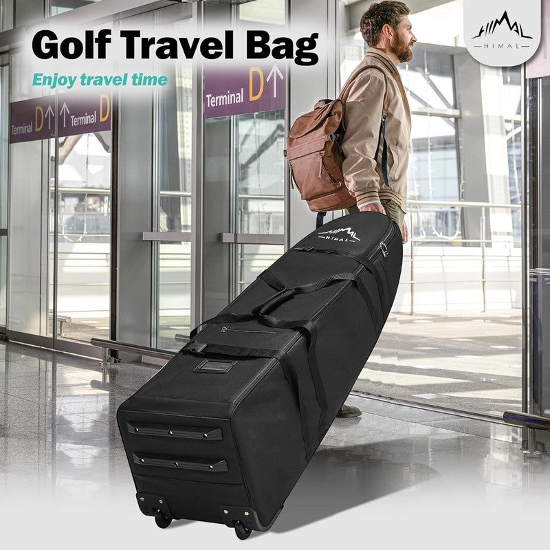 Soft Sided Golf Travel Bag w Wheels Heavy Duty 600D Polyester Universal Size6