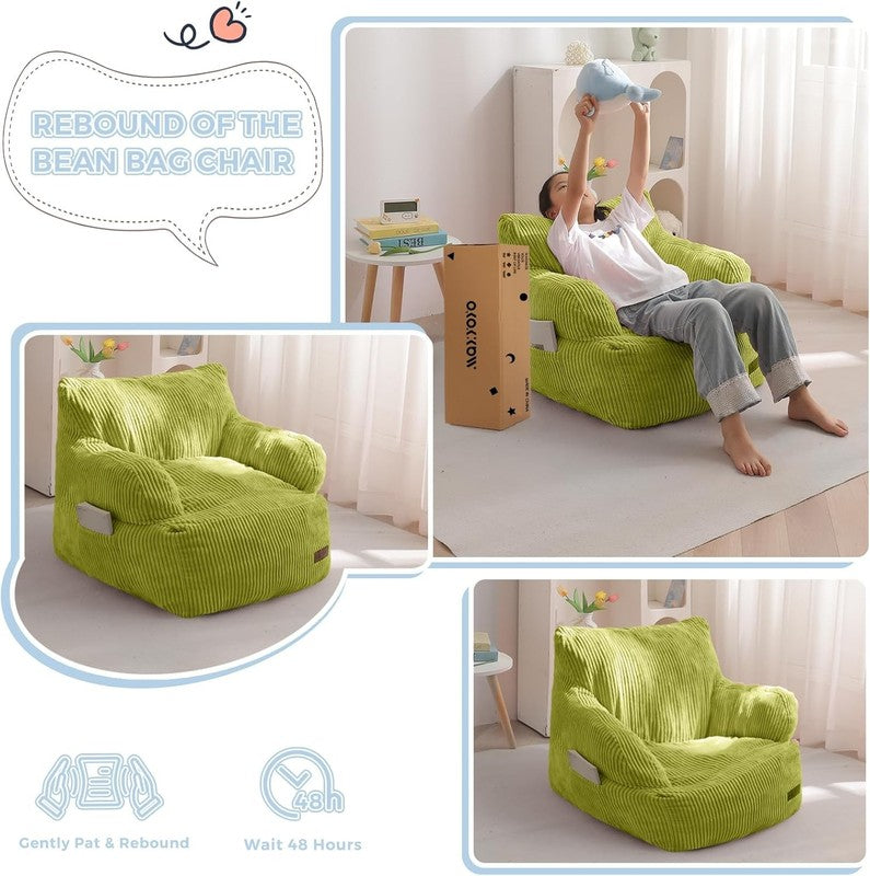 Kids Bean Bag Chair Toddler Sofa w Filler Pocket Floor Chair Gaming Green6