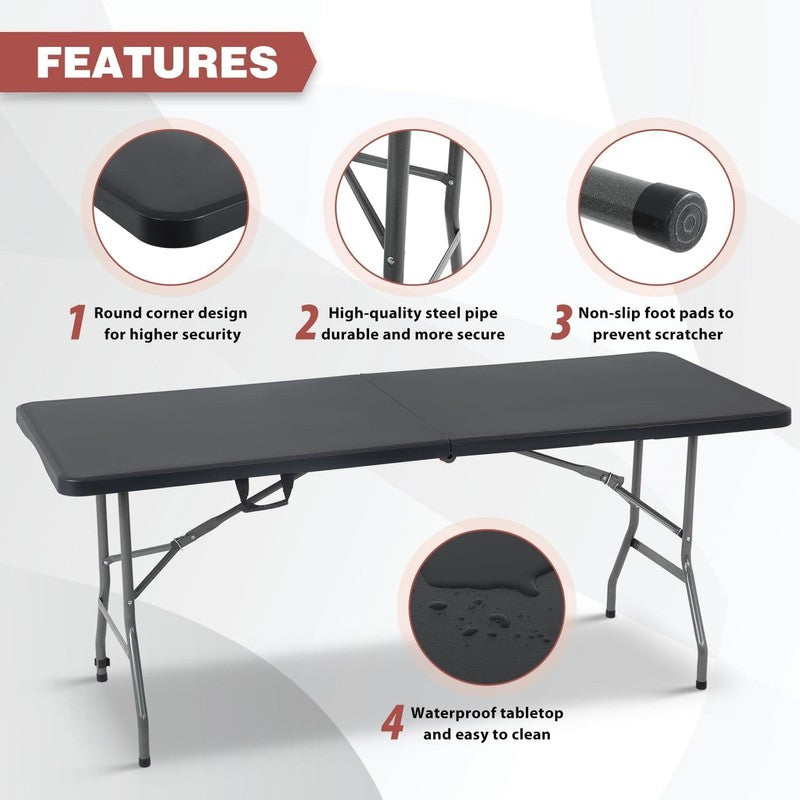 72'' Folding Design Utility Table, Black3