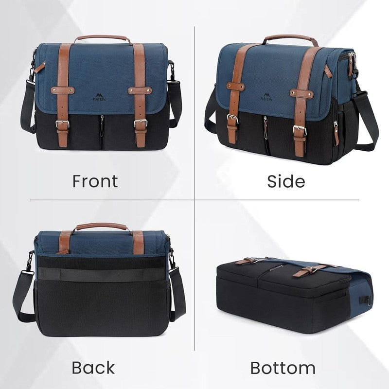 Messenger Bag 15.6 Inch Laptop Satchel USB Port Water Resistant Briefcase7