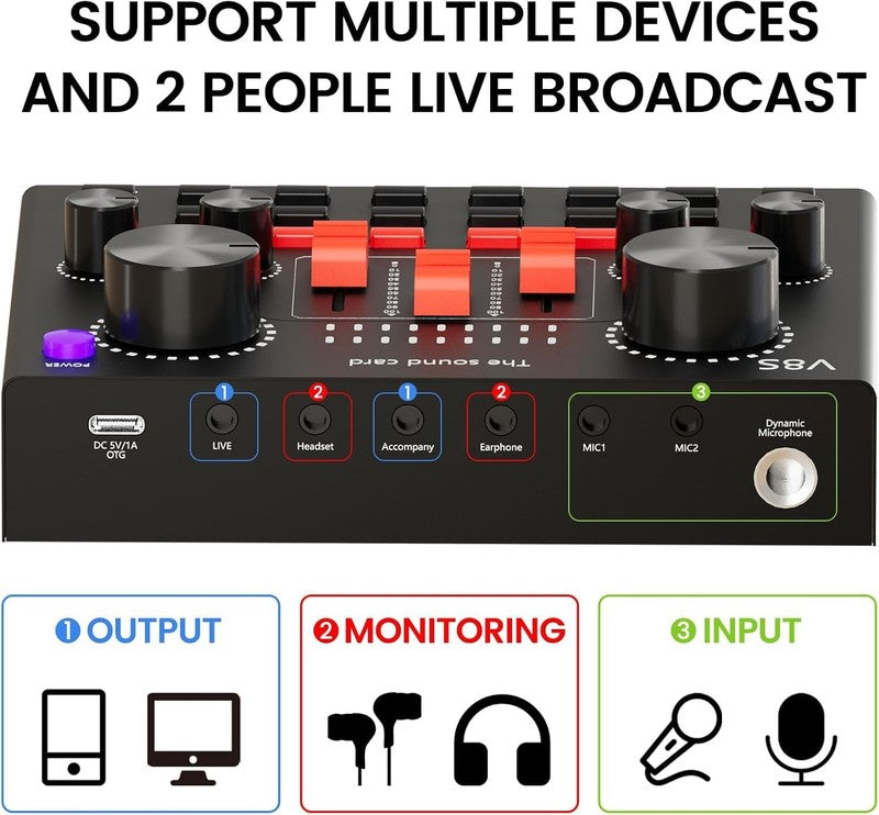 Podcast Bundle for 2 BM 800 Mic Audio Interface DJ Mixer Live Streaming Kit6