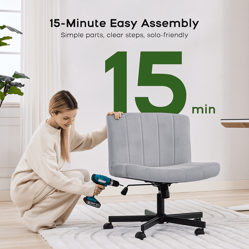Criss Cross Chair: Modern Armless Office Chair, Desk Chair, Vanity Chair, Comput1