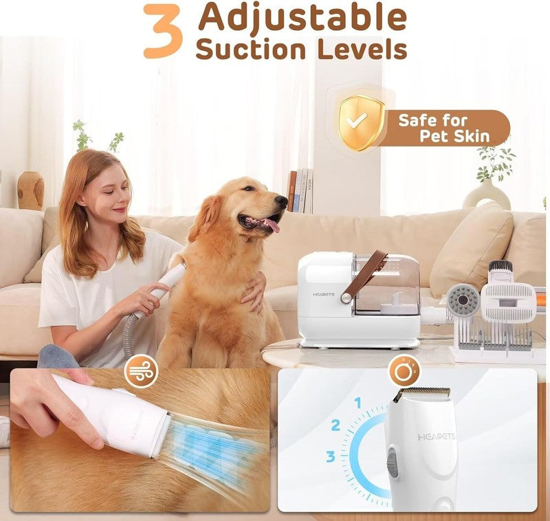 Pet Grooming Vacuum Kit   3L Low Noise Clipper & 7 Tools for Shedding1
