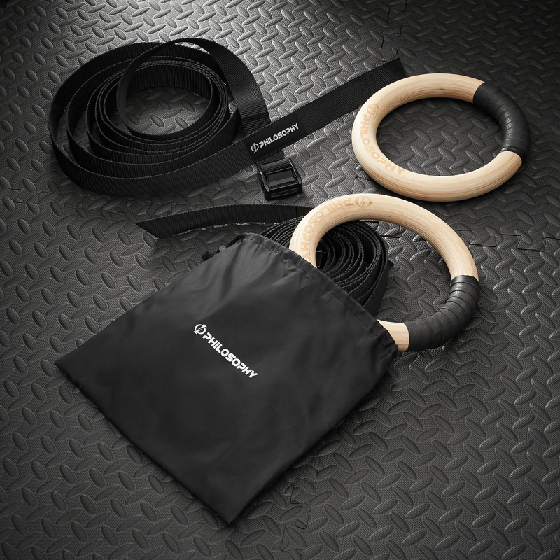 Wood Gymnastic Rings 1.25" Grip   Exercise Ring Set with Adjustable Straps, Grip4