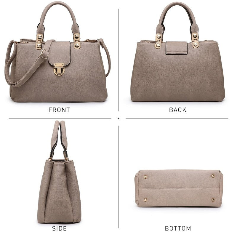 Women Satchel Handbag Vegan Leather Top Handle Medium Tote Shoulder Bag2