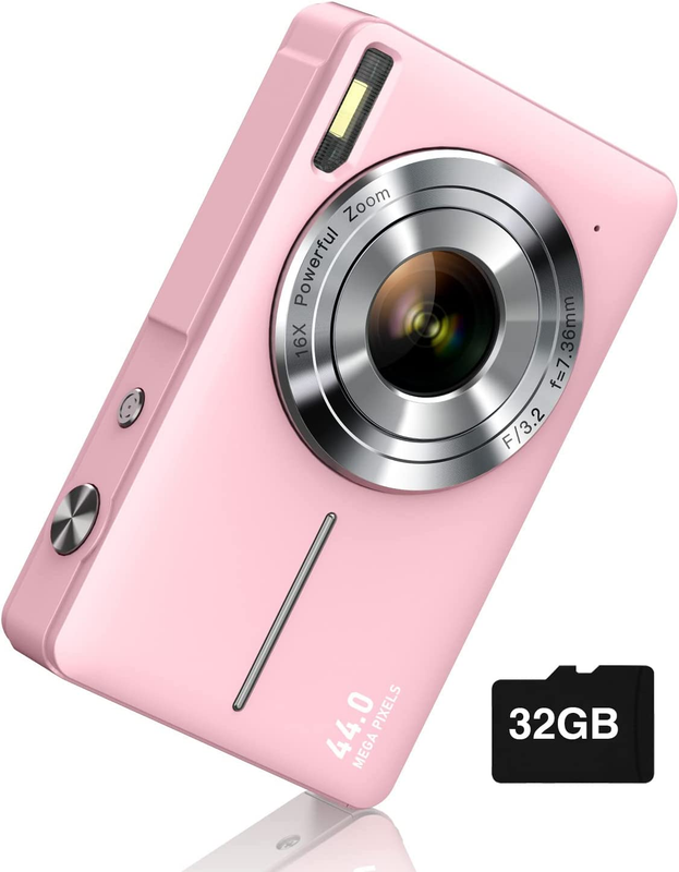 FHD 1080P Digital Point & Shoot Camera 16X Zoom Anti-Shake Compact Kids, Pink5