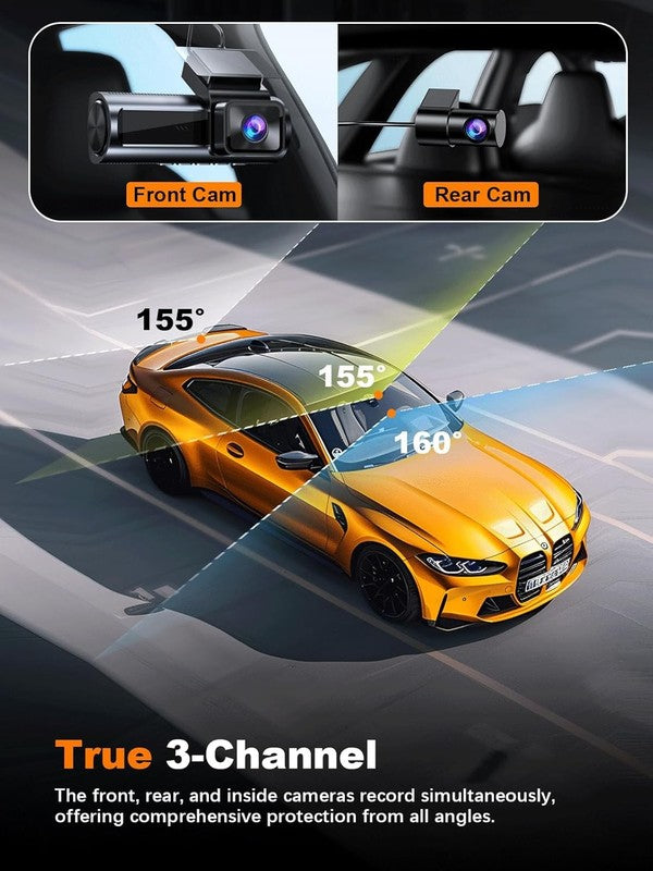 4K 3-Channel Dash Cam Front/Rear Inside GPS WiFi 64GB Card 3.18" IPS Screen8