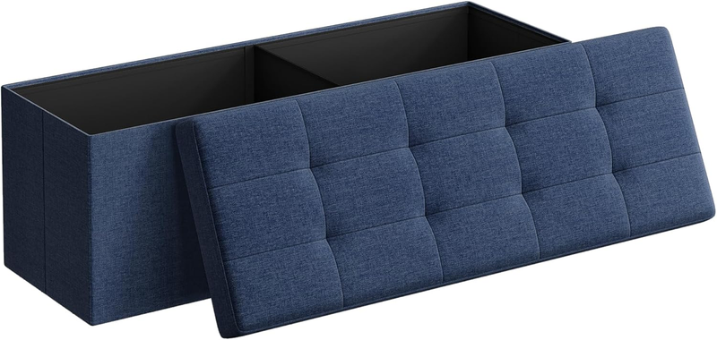 43'' Folding Storage Ottoman Bench Foot Rest Bedroom Living Room Blue0