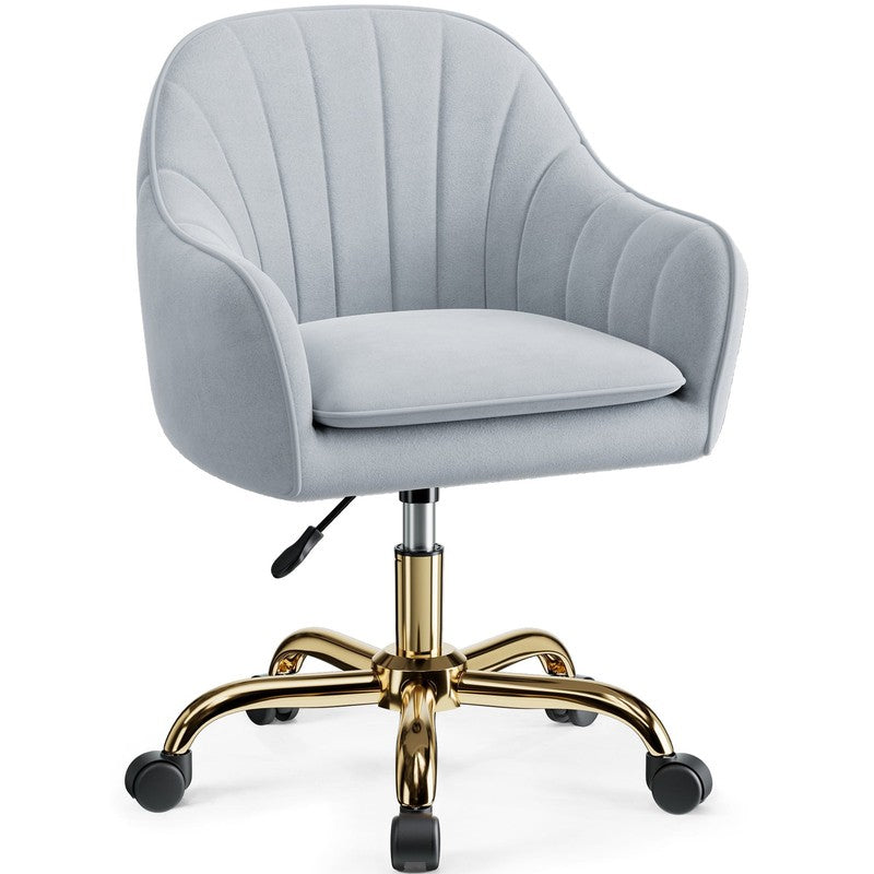 Office Desk Chair with Padded, Velvet Vanity Chair with Back and Wheels, Comfy H7