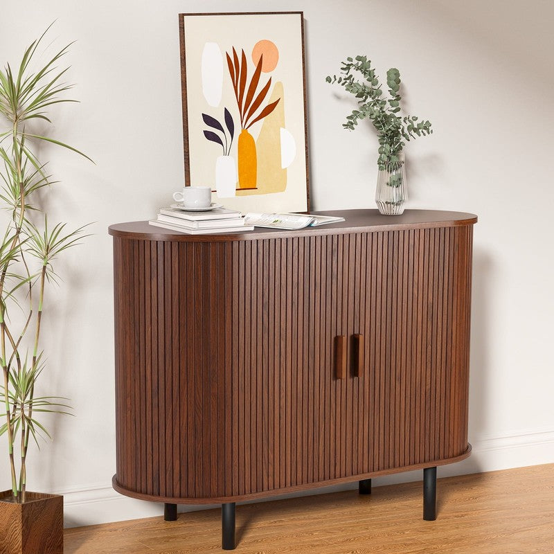 40" Sideboard Buffet Cabinet with Sliding Tambour Doors & Adjustable Shelves2